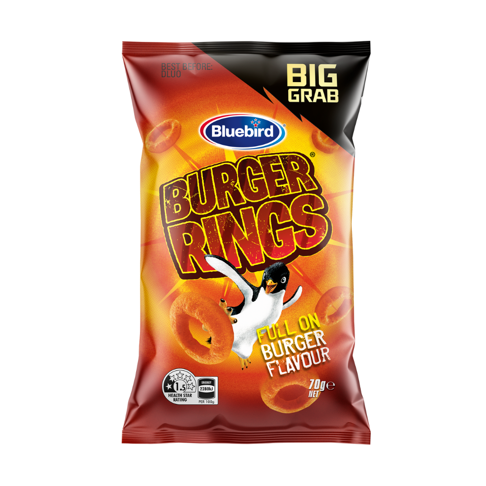 Bluebird Burger Rings Corn Snacks, 70g