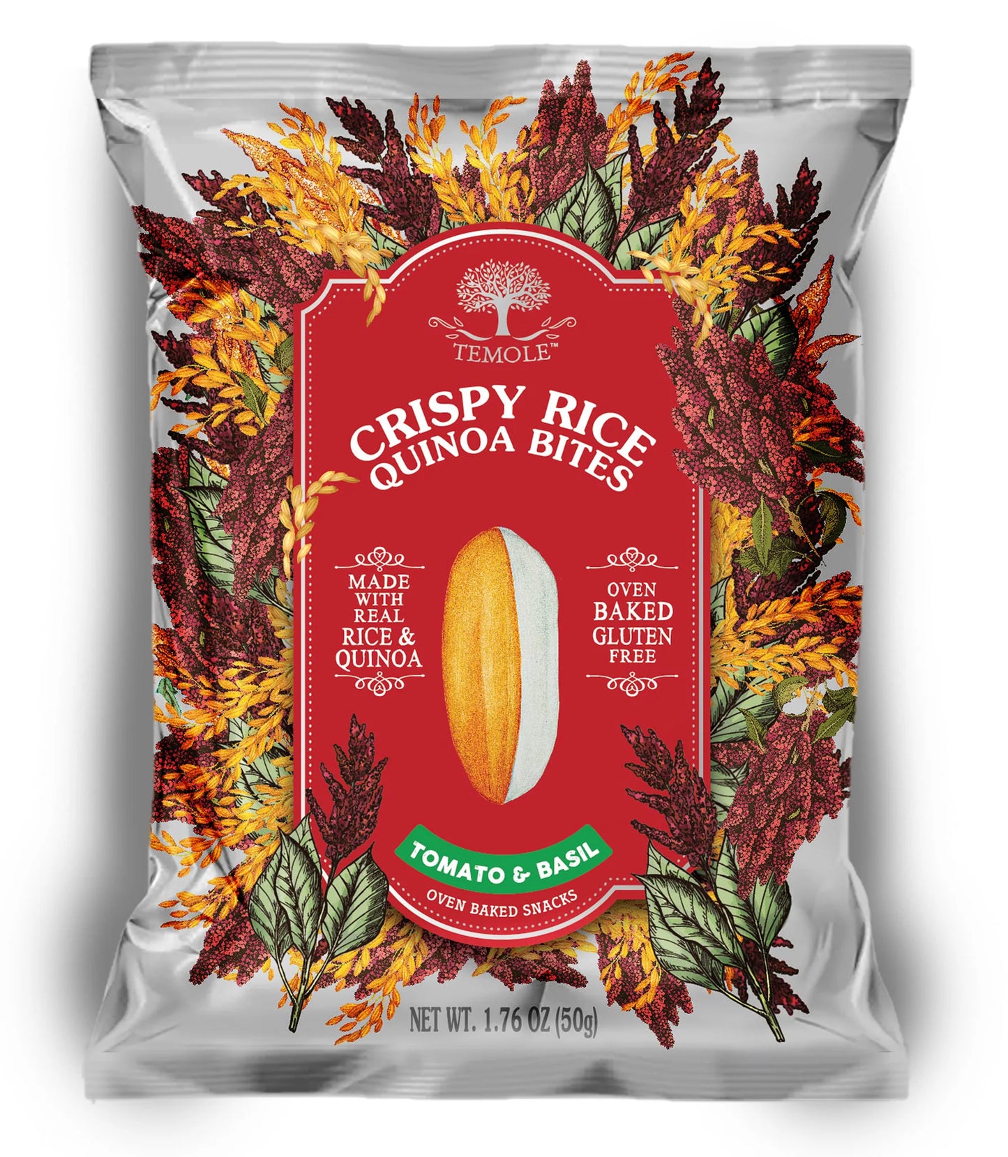 TEMOLE CRISPY RICE QUINOA BITES Tomato Basil 50G