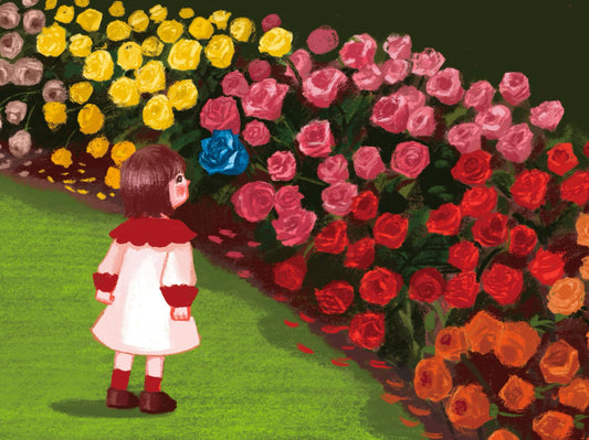 "Whispering Roses" - Illustrated Postcard
