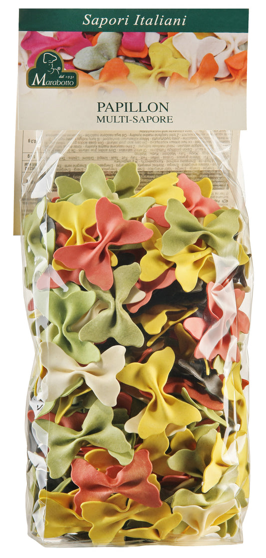 MARABOTTO: Farfalle (Butterfly) Arlecchino Natural Coloured Pasta 250g