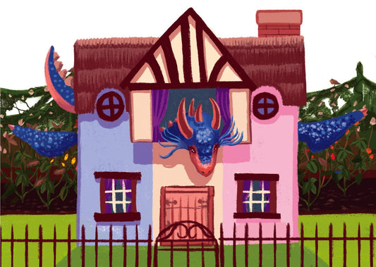 "The Dragon's Cottage" - Illustrated Postcard